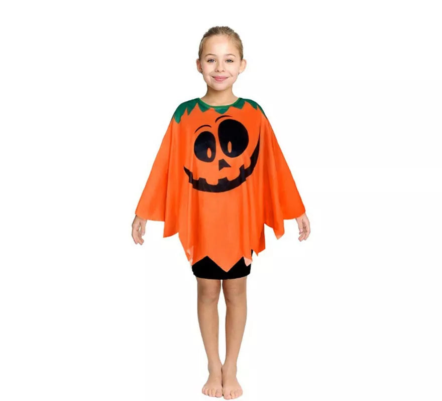 Translation missing: es.Disfraz o Poncho Calabaza feliz naranja infantil de 65 cm