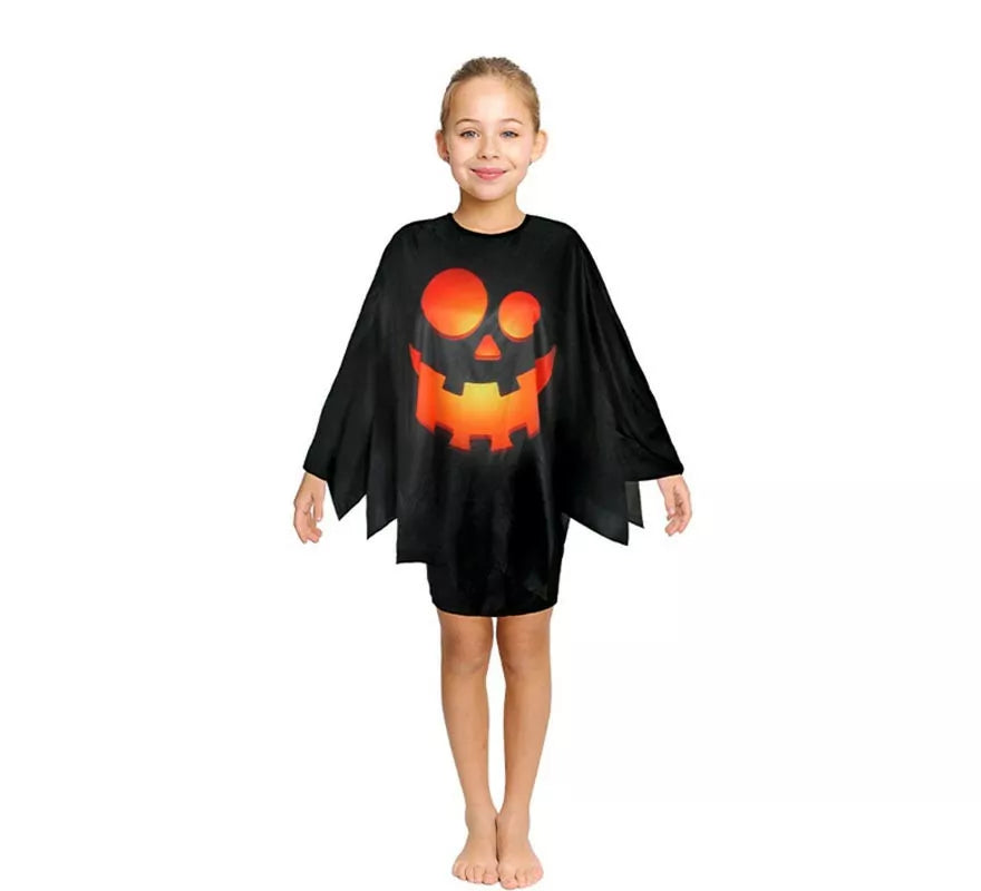 Translation missing: es.Disfraz o Poncho Calabaza feliz negra infantil de 65 cm