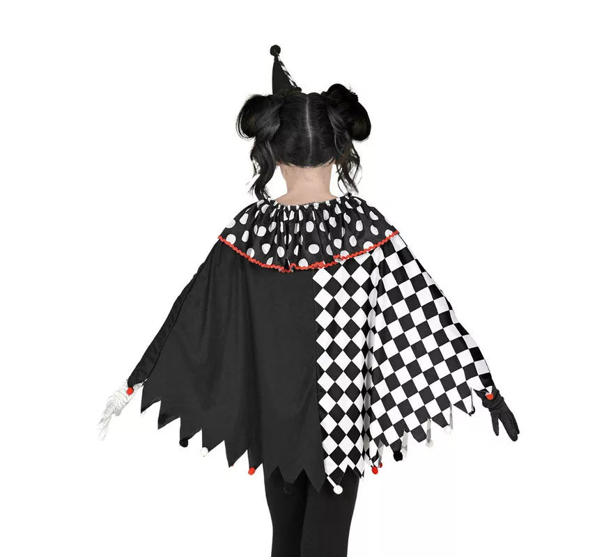 Translation missing: es.Disfraz o Poncho de Arlequín Negro y Blanco a Cuadros para niña