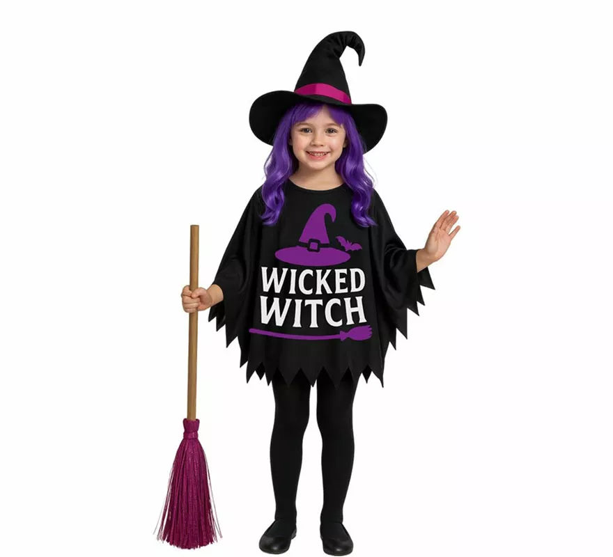 Translation missing: es.Disfraz o Poncho de Brujita con Sombrero para niña