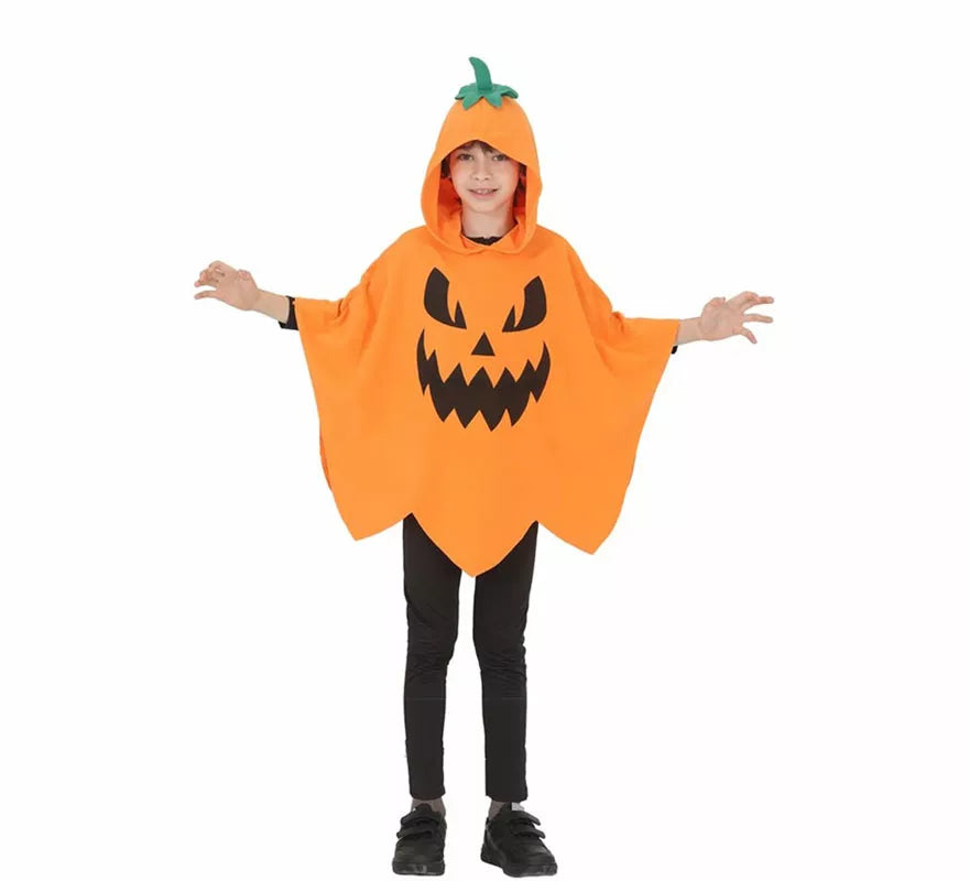 Translation missing: es.Disfraz o Poncho de Calabaza Malvada para niños