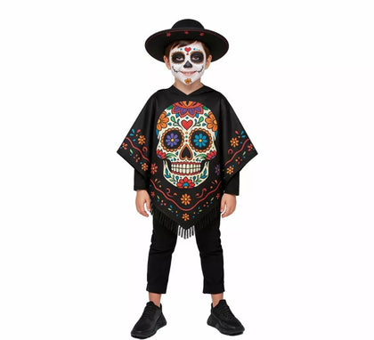 Disfraz o Poncho de Catrina para niños