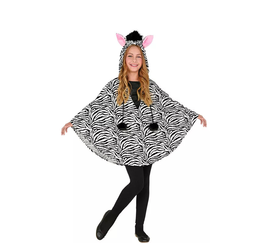 Translation missing: es.Disfraz o Poncho de Cebra con Capucha para niños