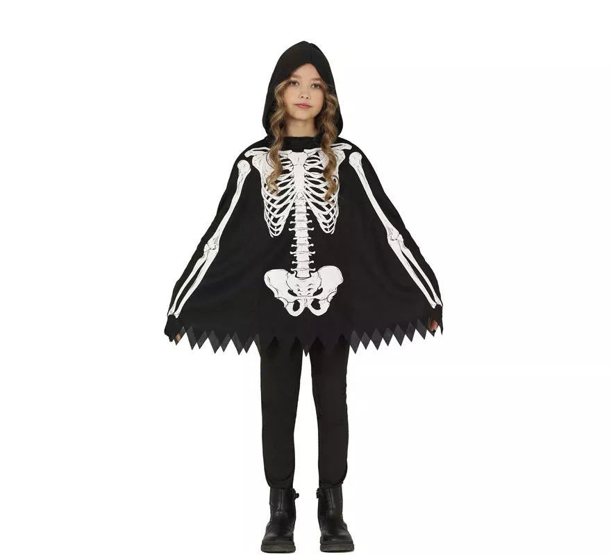 Disfraz o Poncho de Esqueleto para niños