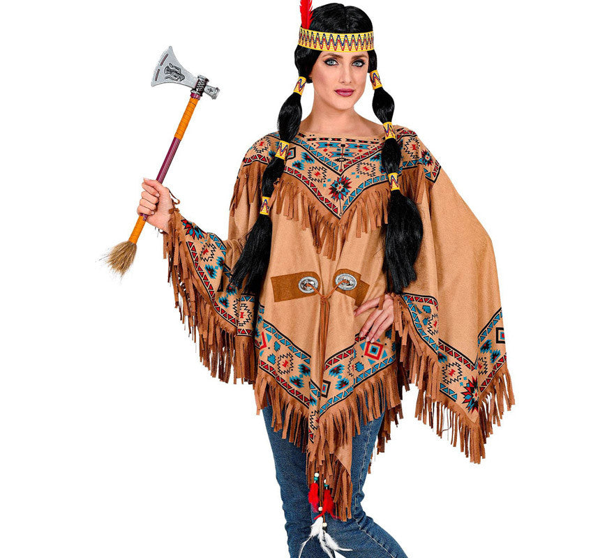 Translation missing: es.Disfraz o Poncho de India Nativa con Estampado para adulto