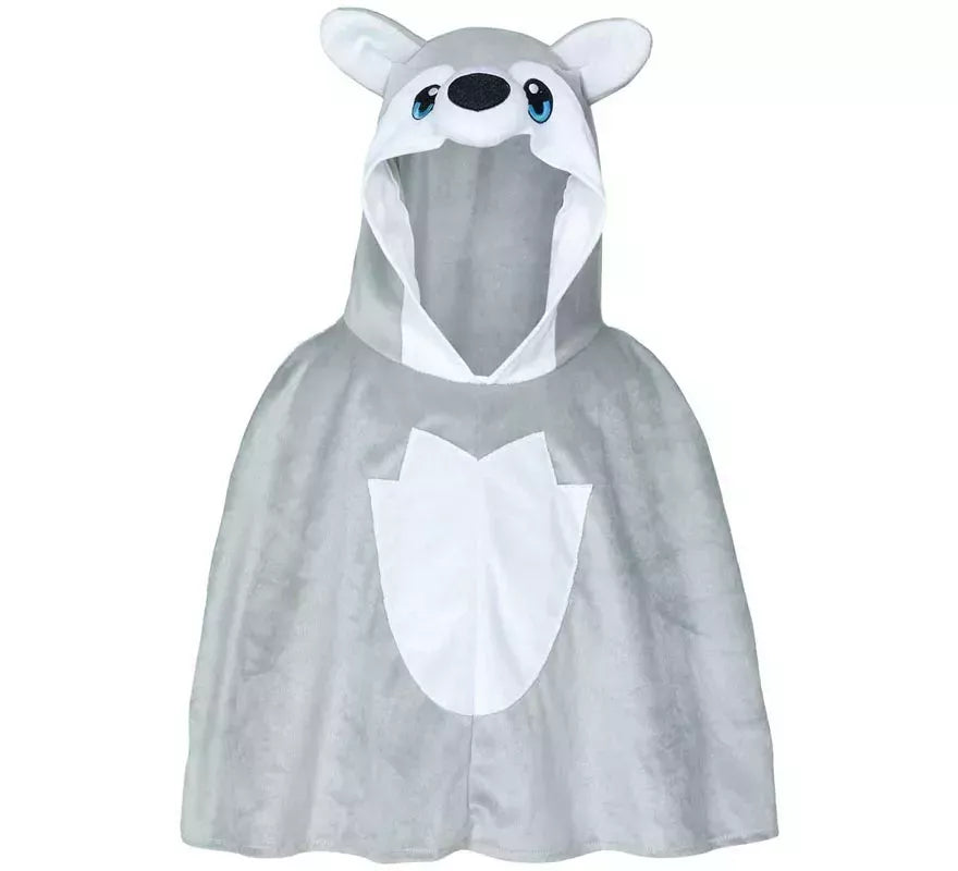 Disfraz o Poncho de Lobo gris para bebé