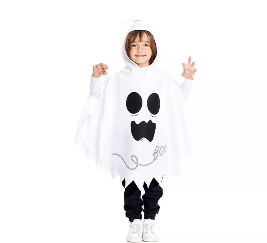 Translation missing: es.Disfraz o Poncho Fantasmita blanco con capucha para bebé y niños