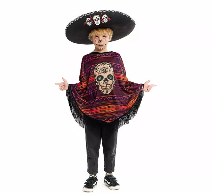 Translation missing: es.Disfraz o Poncho Mexicano de Catrina para niño