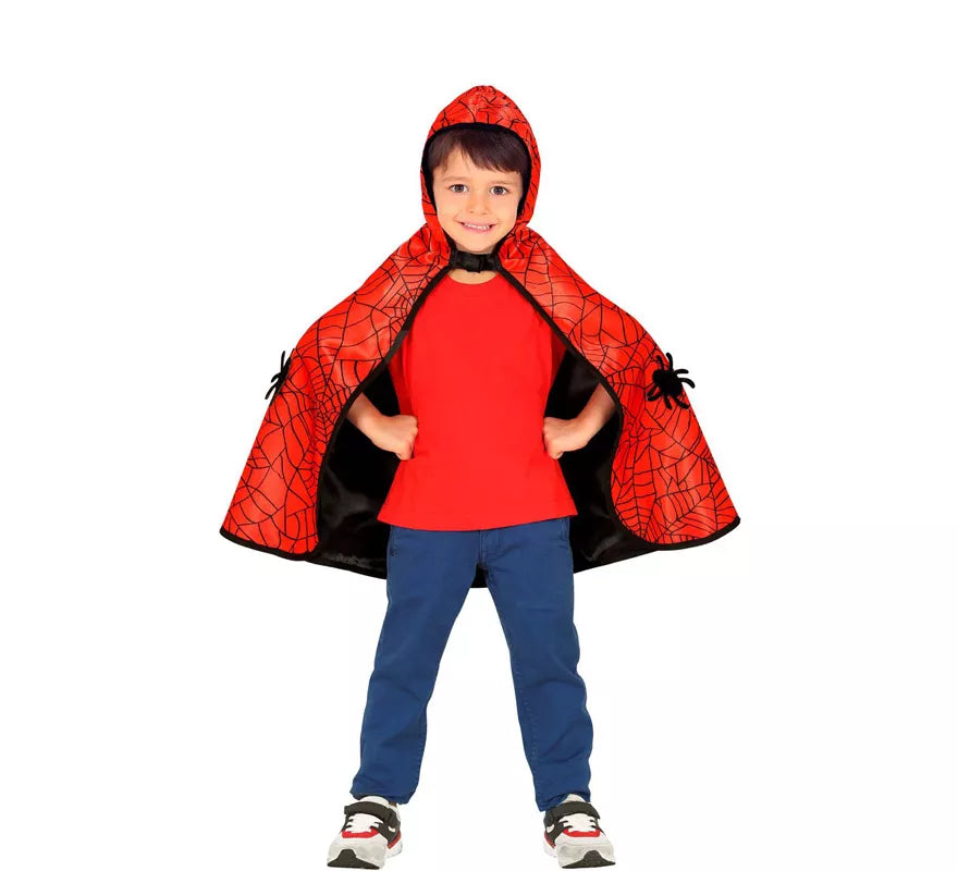 Disfraz o Poncho reversible:Super Héroe Araña y Murciélago Infantil