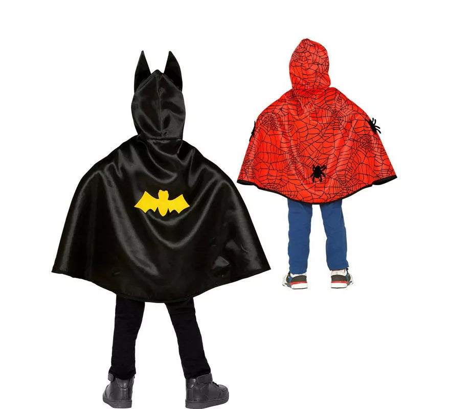 Translation missing: es.Disfraz o Poncho reversible:Super Héroe Araña y Murciélago Infantil