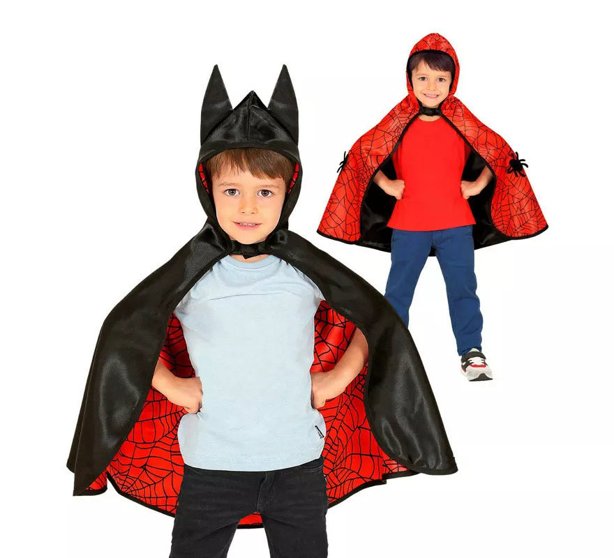 Translation missing: es.Disfraz o Poncho reversible:Super Héroe Araña y Murciélago Infantil