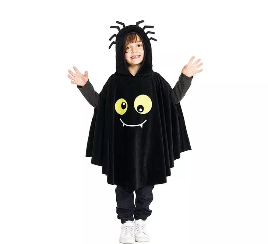 Translation missing: es.Disfraz o Poncho Spider negro con capucha para bebé y niños