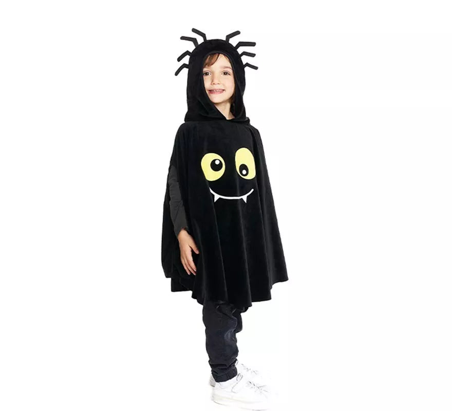 Translation missing: es.Disfraz o Poncho Spider negro con capucha para bebé y niños