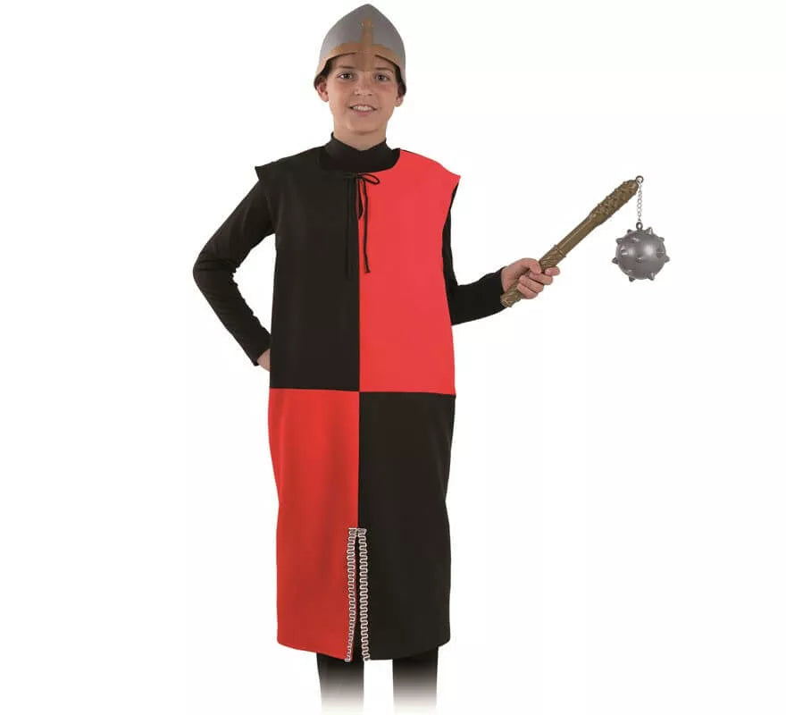 Translation missing: es.Disfraz o Túnica de Guerrero Medieval Roja y Negra para niño