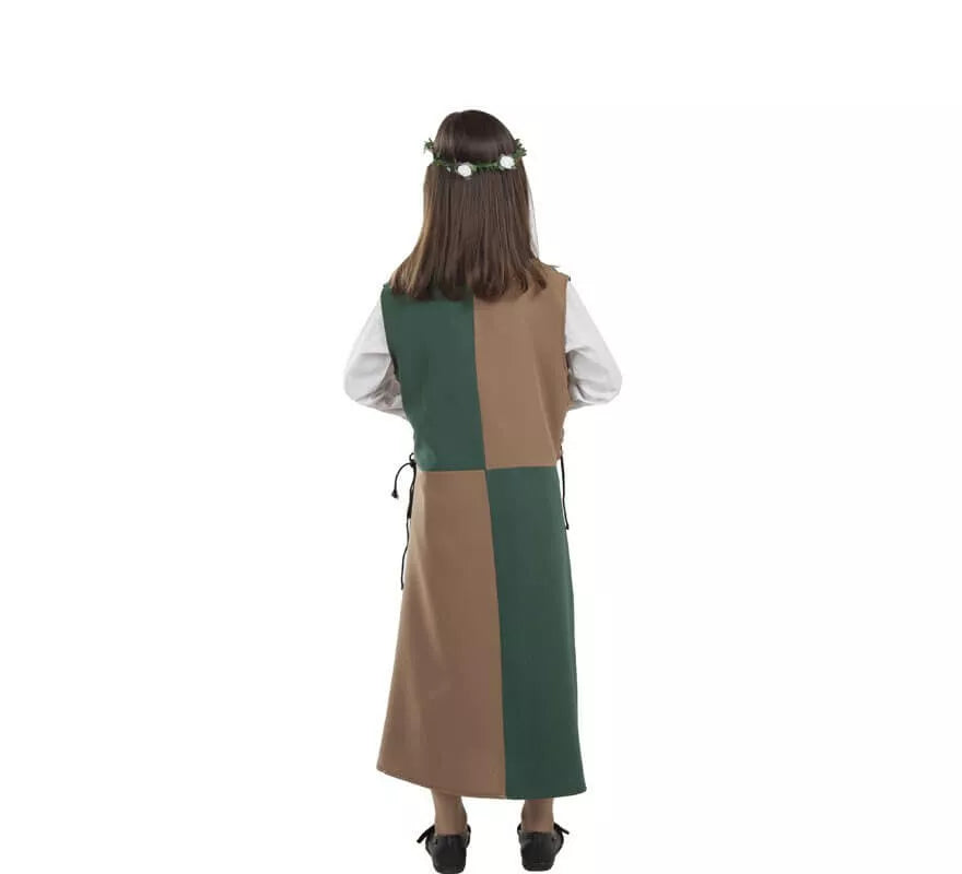 Translation missing: es.Disfraz o Túnica Marrón y Verde Medieval para niña