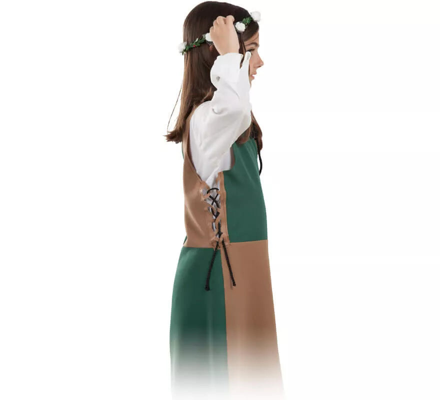 Translation missing: es.Disfraz o Túnica Marrón y Verde Medieval para niña