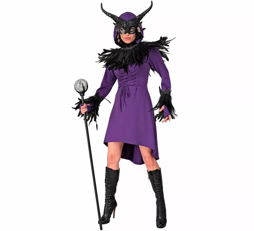 Translation missing: es.Disfraz o Vestido Medieval morado con Capucha para mujer
