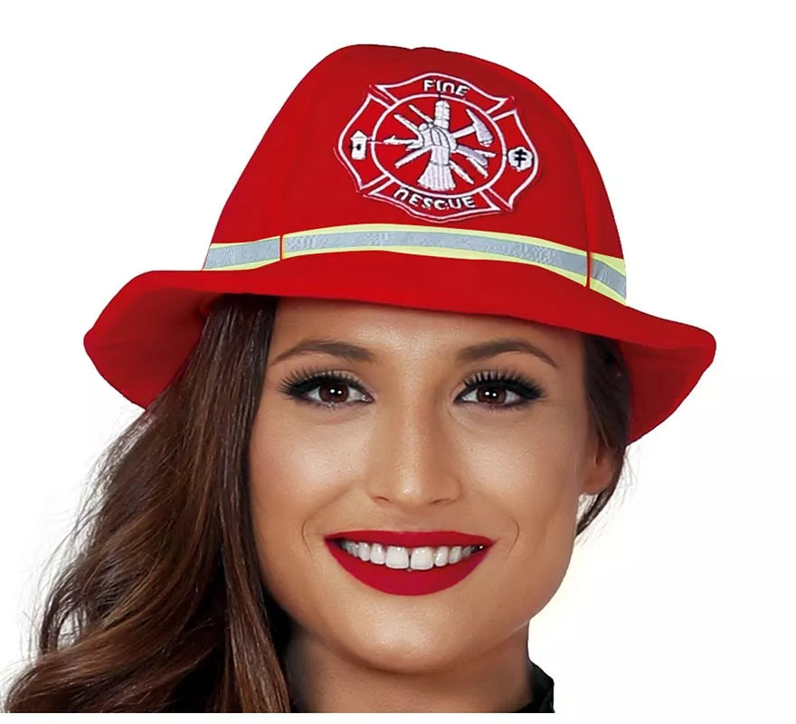 Translation missing: es.Disfraz para mujer de Bombera rojo con bandas reflectantes
