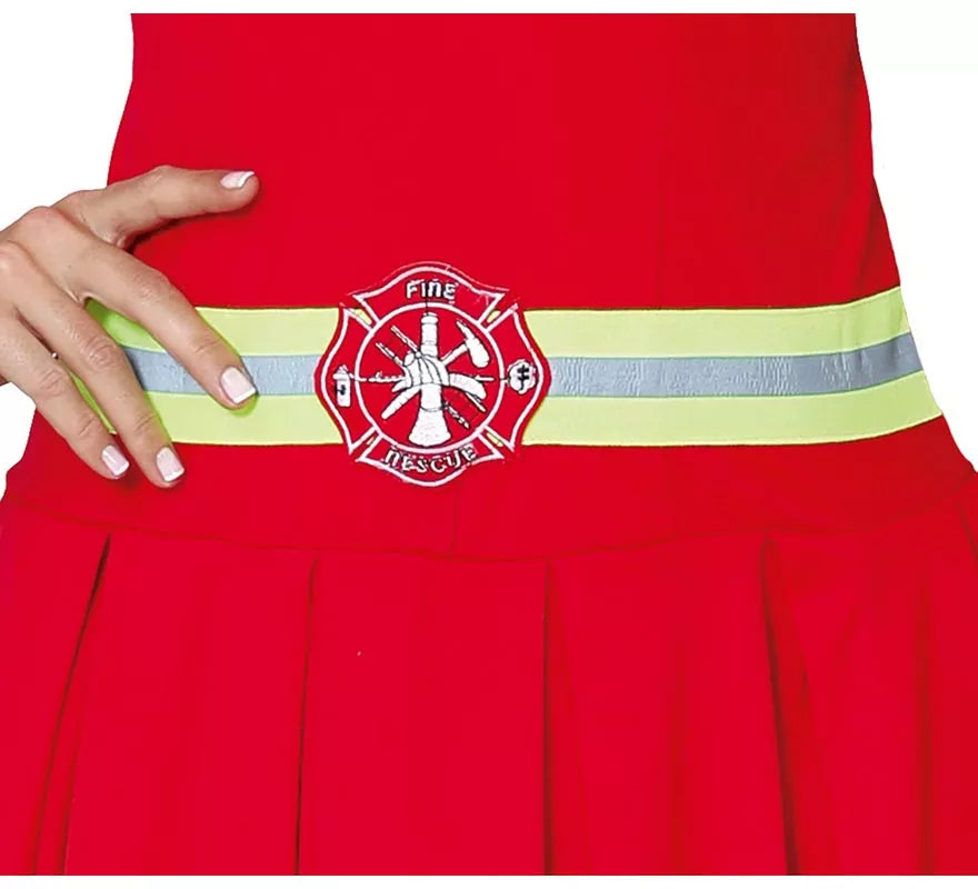 Translation missing: es.Disfraz para mujer de Bombera rojo con bandas reflectantes