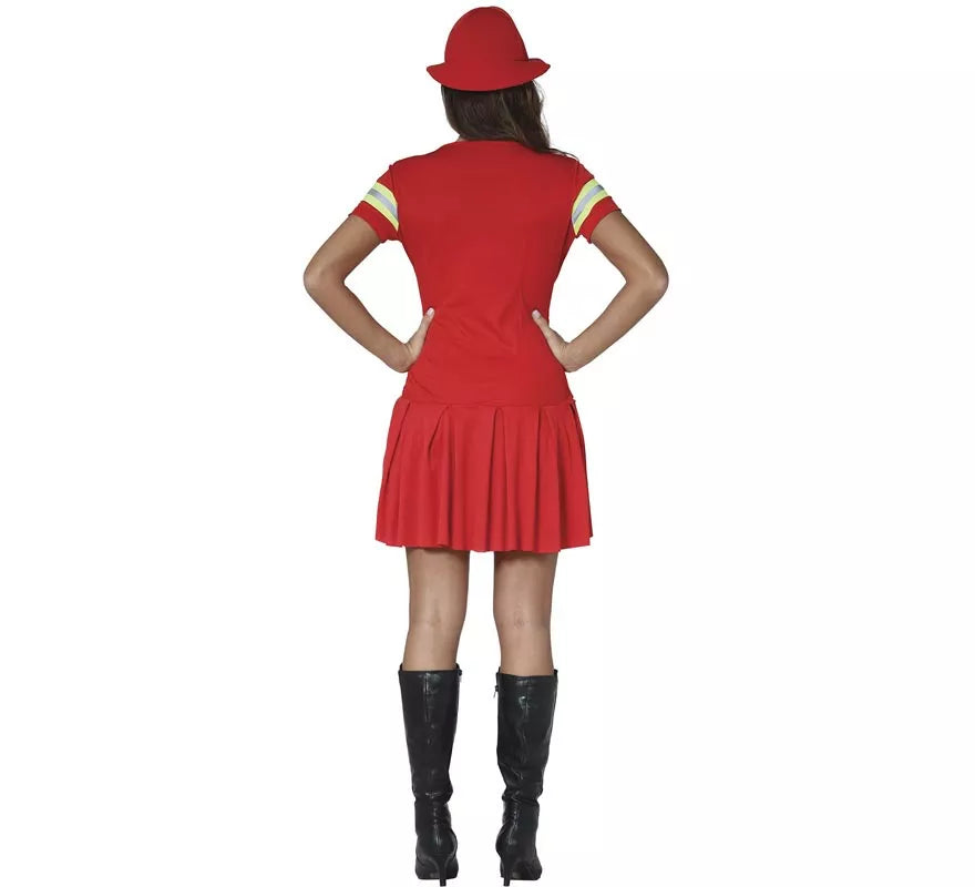 Translation missing: es.Disfraz para mujer de Bombera rojo con bandas reflectantes