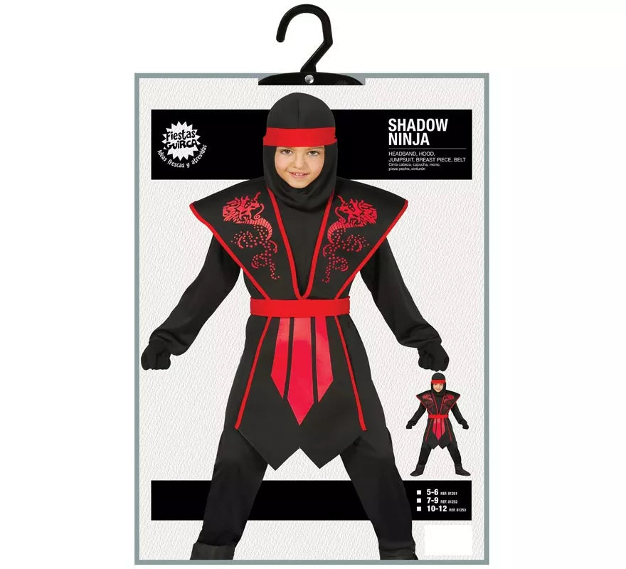 Translation missing: es.Disfraz Shadow Ninja Negro y Rojo para Niños