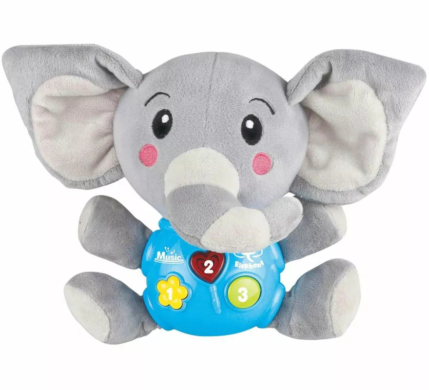 Elefante Musical de Peluche con Luz y Sonido de 24 cm