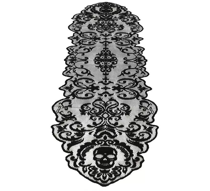 Translation missing: es.Encaje Calaveras para Mesa negro de 180x35 cm