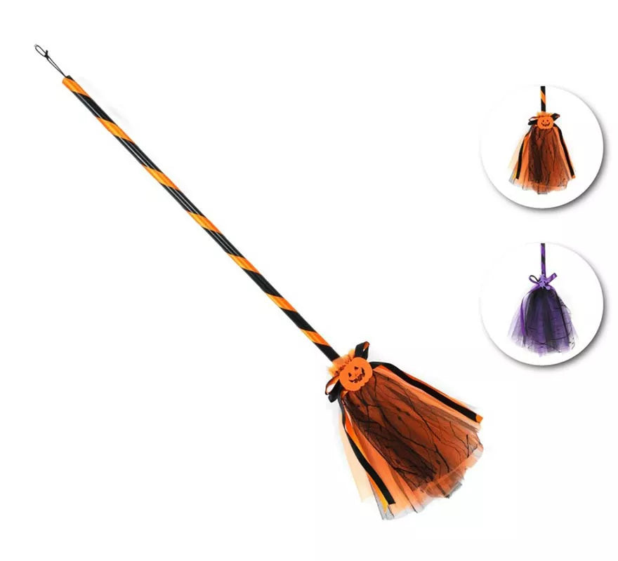 Translation missing: es.Escoba de Bruja con tul en modelos surtidos de 90 cm