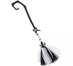Escoba de Bruja Fantasma Negro y Blanco