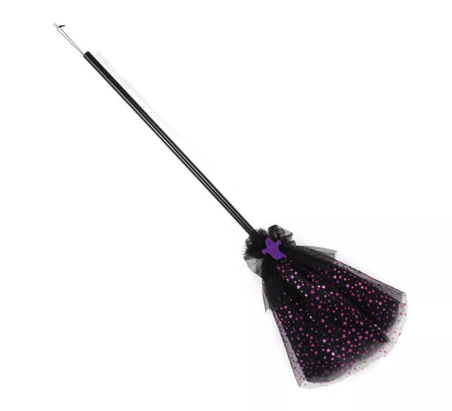 Translation missing: es.Escoba de Bruja morada con tul de 90 cm