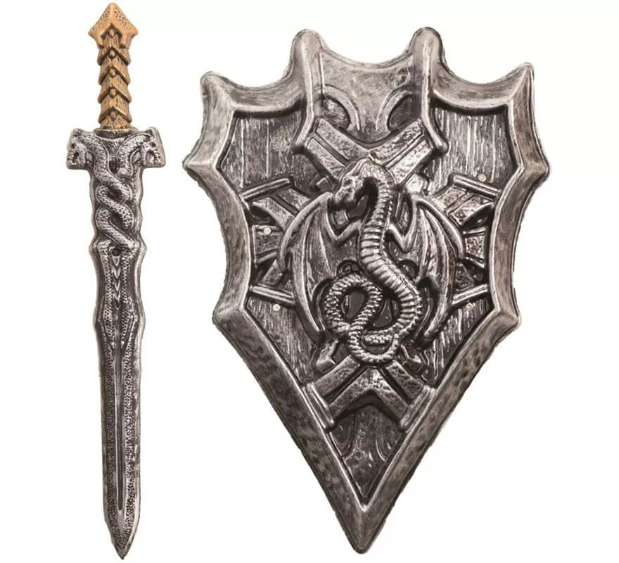 Translation missing: es.Escudo con Cruz y Espada Caballero Medieval de 38x60 cm