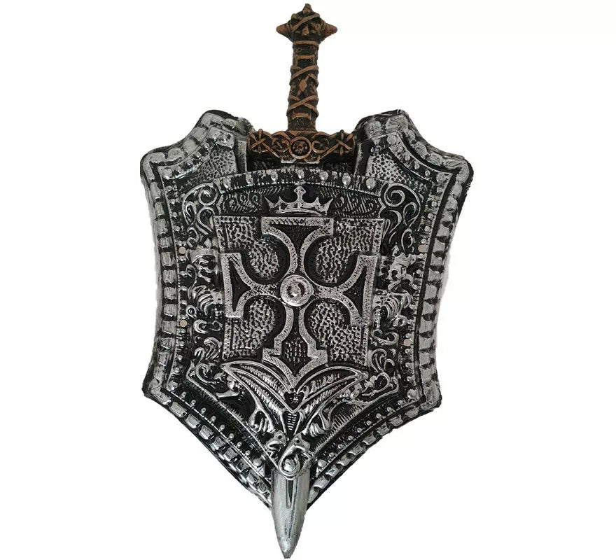Translation missing: es.Escudo con Cruz y Espada Caballero Medieval de 38x60 cm