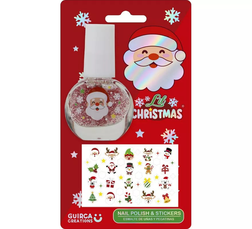 Translation missing: es.Esmalte de Uñas con Purpurina y Pegatinas Navideñas