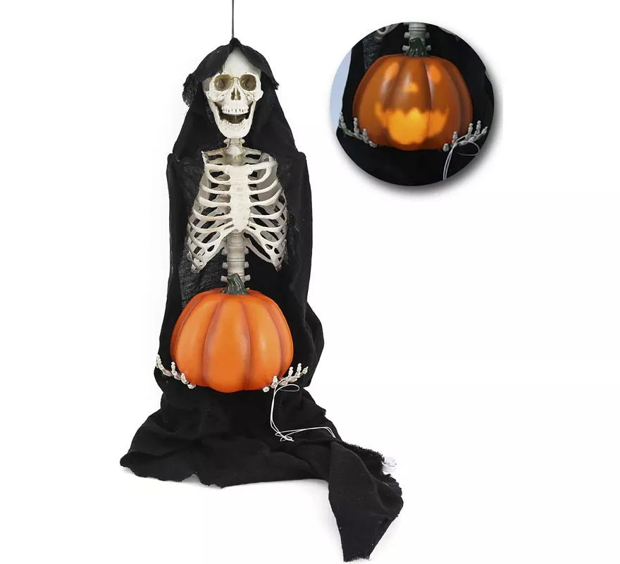 Translation missing: es.Esqueleto con Calabaza Luz y Sonido de 110 cm