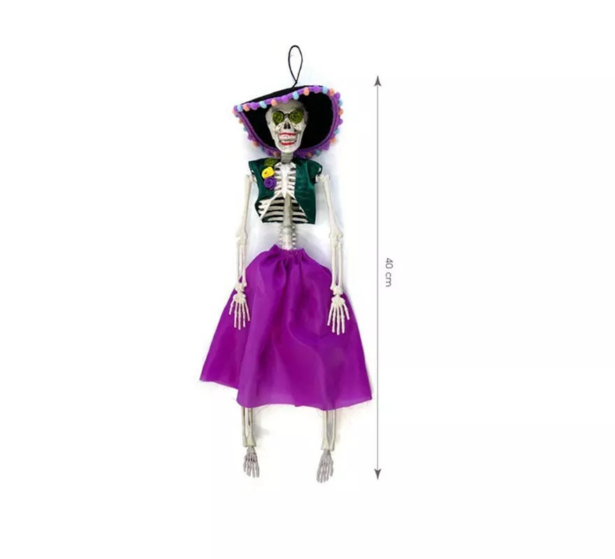 Translation missing: es.Esqueleto de Catrina púrpura de 40 cm