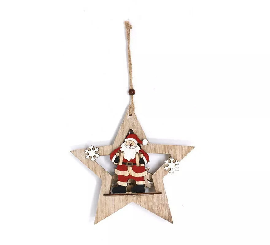 Translation missing: es.Estrella de Papá Noel Madera 18 cm