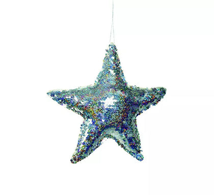 Estrella Lentejuelas Plata 20 cm