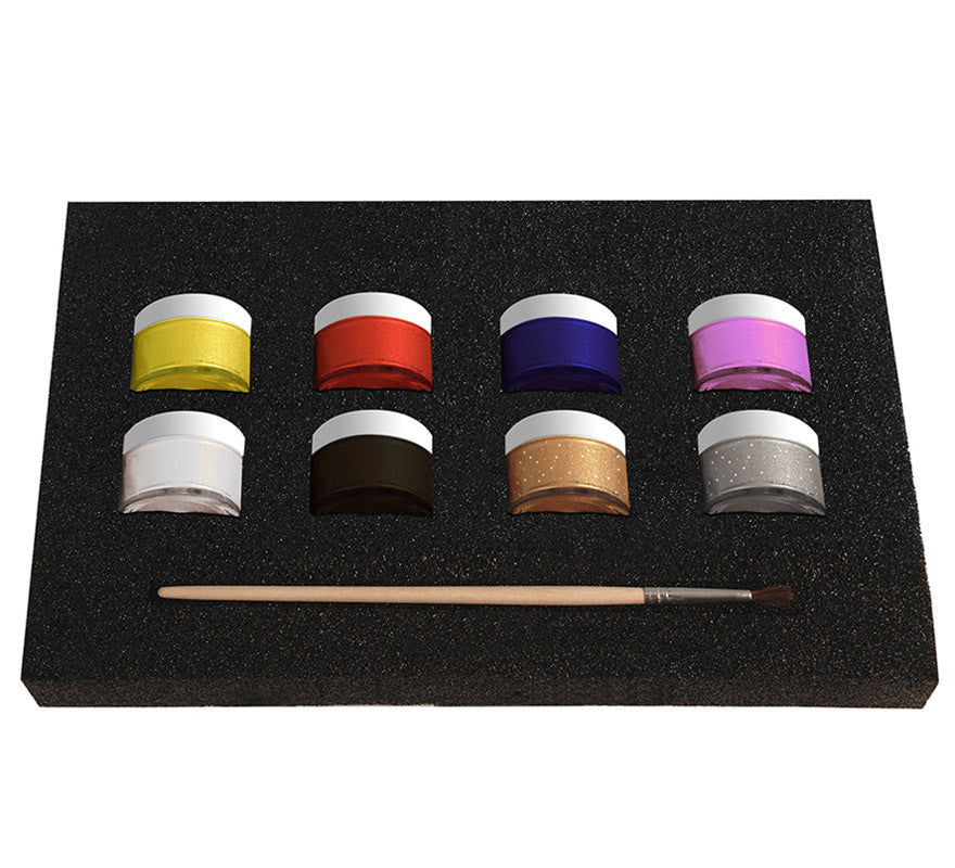 Translation missing: es.Set Maquillaje Líquido Fiesta: 8 colores x 10gr, pincel y folleto