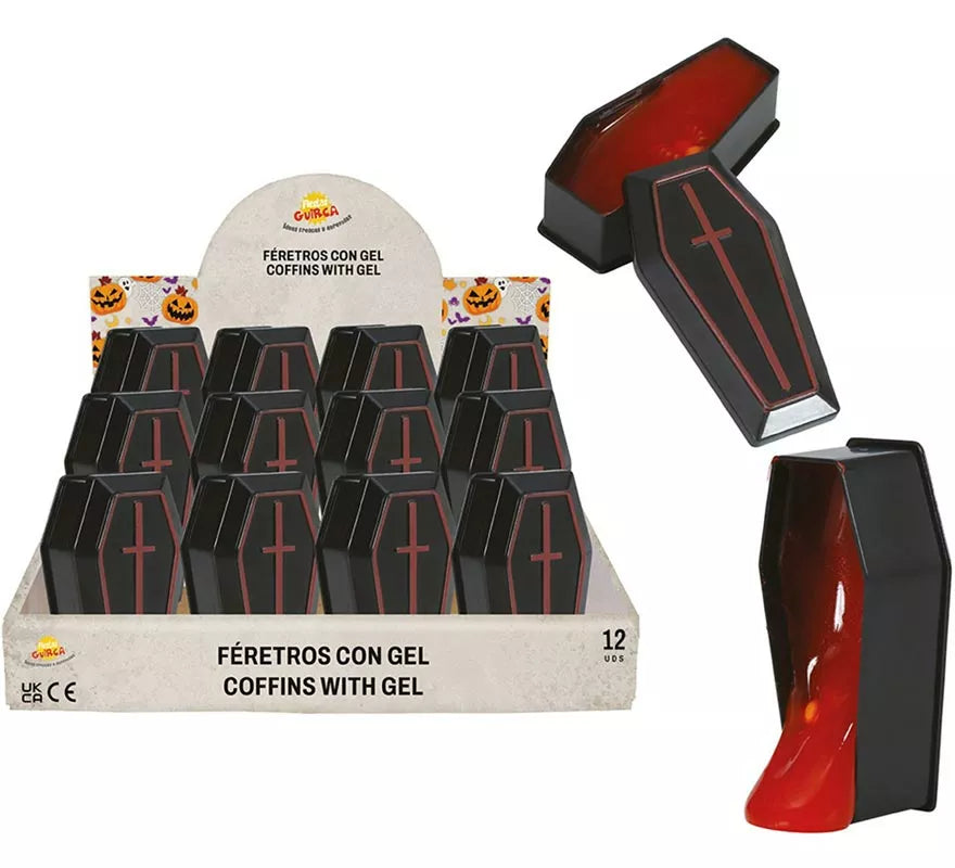 Translation missing: es.Expositor de 12 Féretros con Gel Slime imitación sangre 7x3 cm