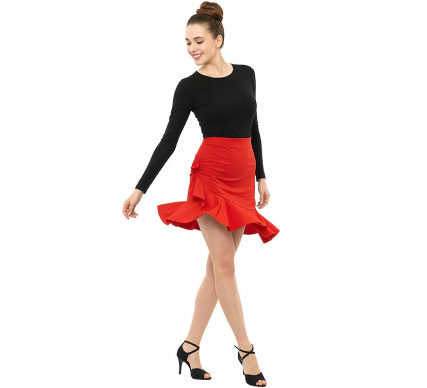 Translation missing: es.Falda Baile Asimétrica roja para mujer