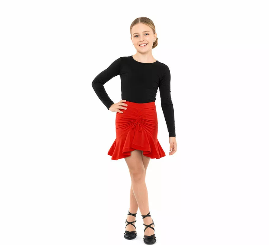 Translation missing: es.Falda Baile Asimétrica roja para niña