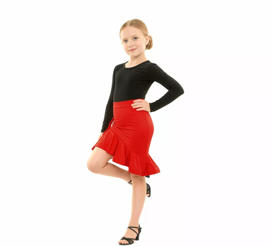 Falda Baile Asimétrica roja para niña