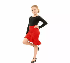 Falda Baile Asimétrica roja para niña