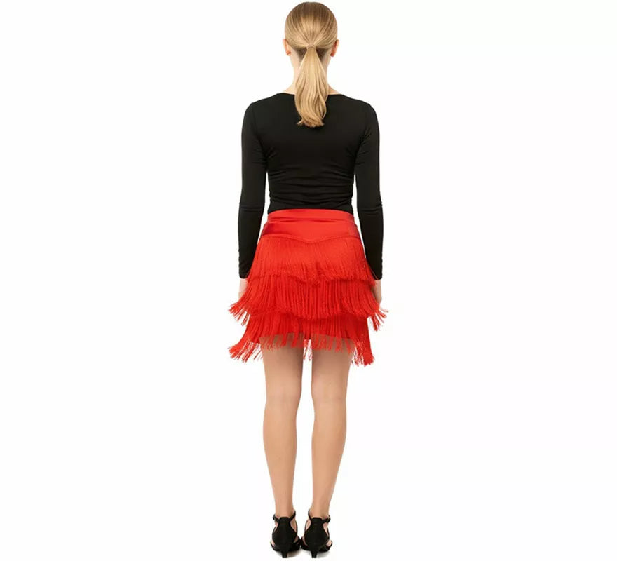 Translation missing: es.Falda Charlestón roja con Flecos para mujer