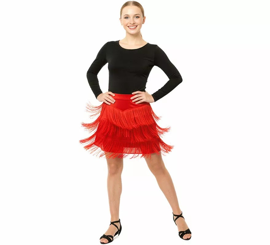 Translation missing: es.Falda Charlestón roja con Flecos para mujer