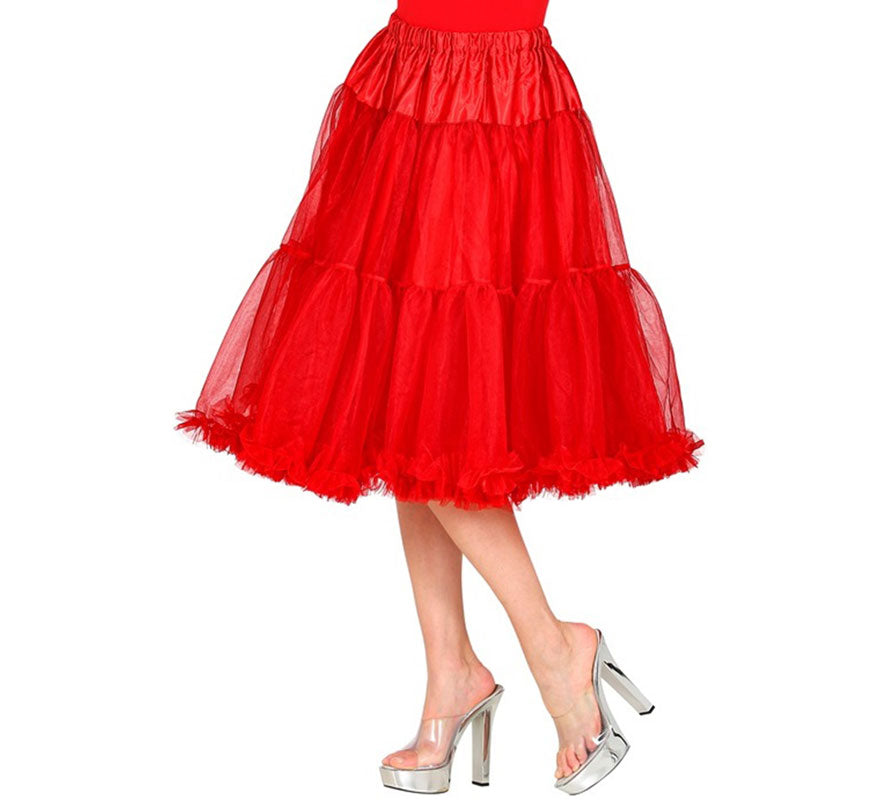 Translation missing: es.Falda de Tul Años 70 roja de 65 cm para mujer