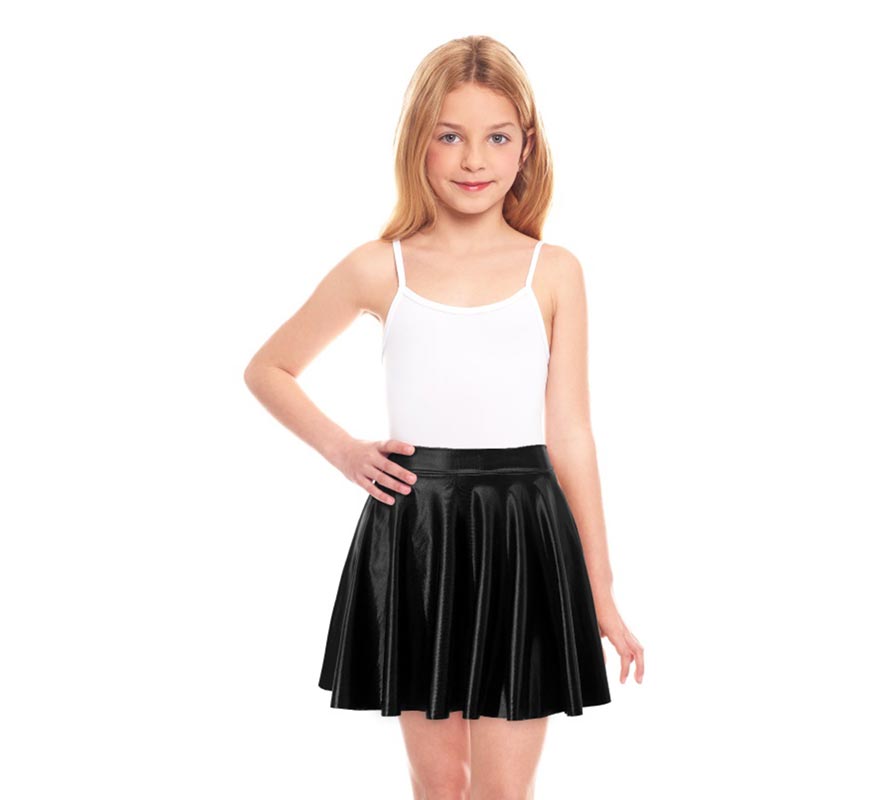 Translation missing: es.Falda de Vuelo negro metalizada para niña