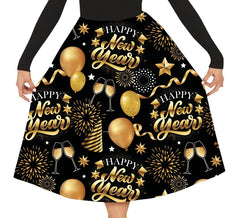 Falda Happy New Year negro y dorado para mujer