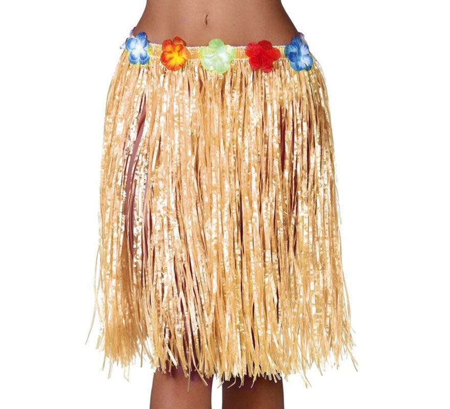 Translation missing: es.Falda Hawaiana Flores de Paja de 55 cm