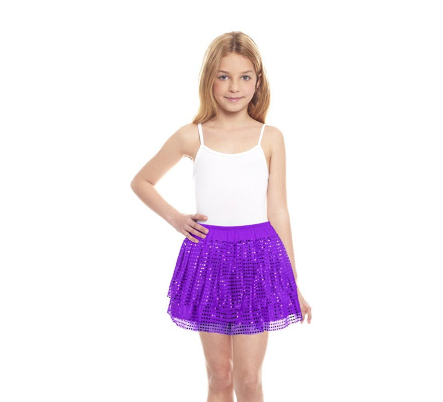 Translation missing: es.Falda morada con lentejuelas infantil
